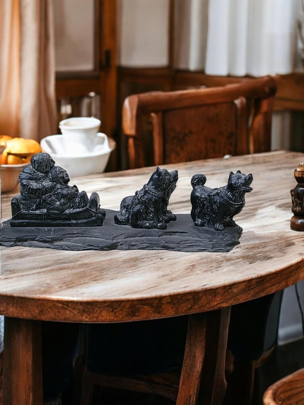 Black Ceramic Dog Figurine Set - Decorative Home Art